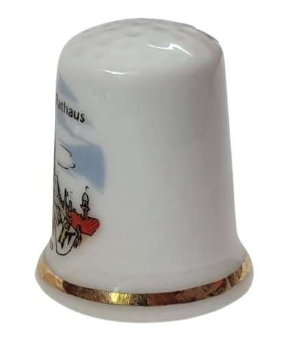 Collectible Vintage German Porcelain Thimble - Munchen, Rathaus, Frauen kirche