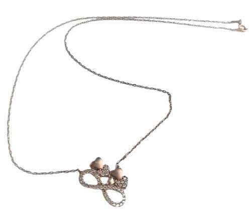 Vintage Rose Gold Plated 925 silver Love and Infinity Pendant Necklace