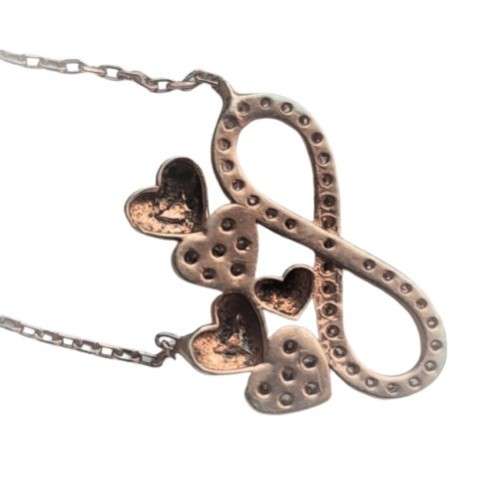 Vintage Rose Gold Plated 925 silver Love and Infinity Pendant Necklace