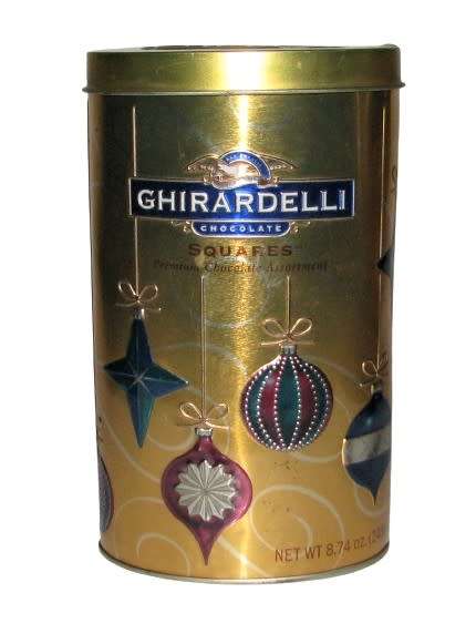 Vintage, Collectible Embossed Ghirardelli Chocolate Squares Christmas Tin