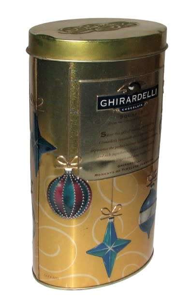 Vintage, Collectible Embossed Ghirardelli Chocolate Squares Christmas Tin
