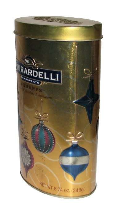Vintage, Collectible Embossed Ghirardelli Chocolate Squares Christmas Tin