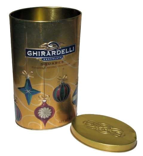 Vintage, Collectible Embossed Ghirardelli Chocolate Squares Christmas Tin