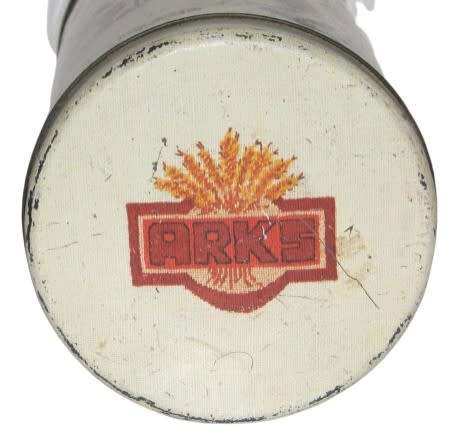 Vintage Biscuit Tin made by ARKS depicting the Four Seasons in an embroidered print c1970
