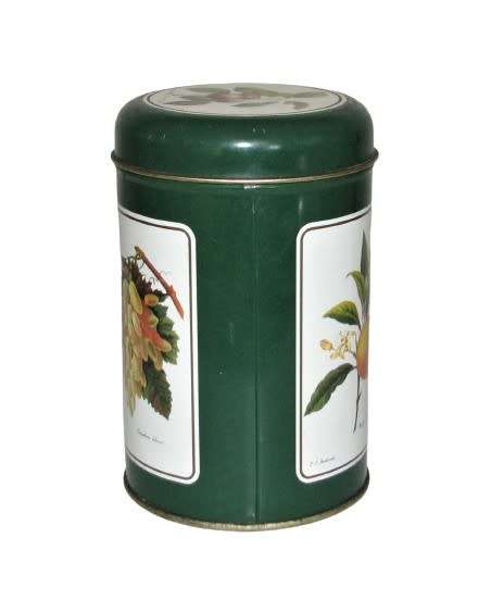 Vintage, Collectible Storage Tin decorated with vintage Botany Illustrations by P J Redouté