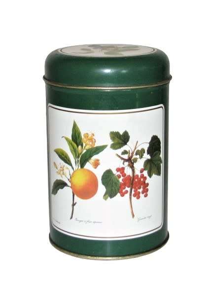 Vintage, Collectible Storage Tin decorated with vintage Botany Illustrations by P J Redouté