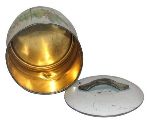 Rare, Collectible Vintage Round Storage Tin with a Romantic Scene in  Pastel Colours c1960