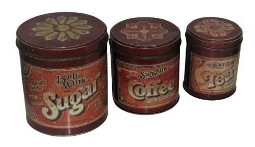 Vintage/Retro, Collectible Set of Three Storage Tins - Sugar/Coffee/Tea Set
