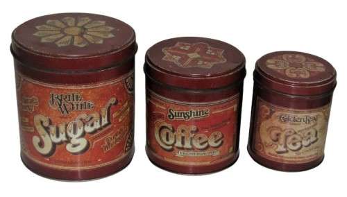 Vintage/Retro, Collectible Set of Three Storage Tins - Sugar/Coffee/Tea Set