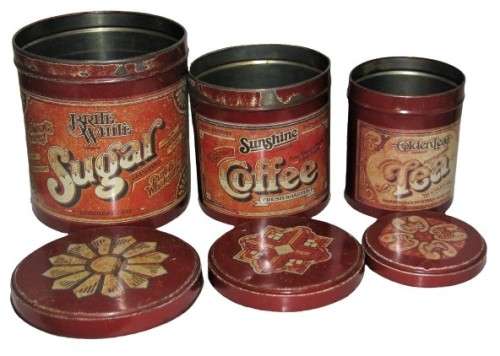 Vintage/Retro, Collectible Set of Three Storage Tins - Sugar/Coffee/Tea Set