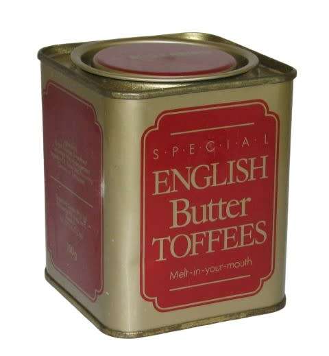 Vintage, Collectible Small Square English Butter Toffee Tin