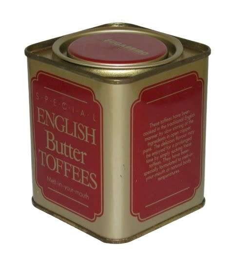 Vintage, Collectible Small Square English Butter Toffee Tin