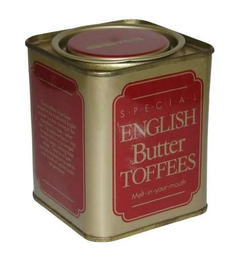 Vintage, Collectible Small Square English Butter Toffee Tin