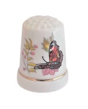 Collectible Vintage Porcelain Thimble - Lepidopterology