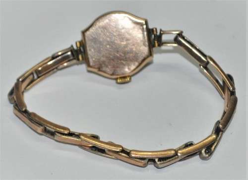 1930s Art Deco 9ct Gold plated Sterling Silver Bonmarche Strap Mechanical Ladies Cocktail Watch