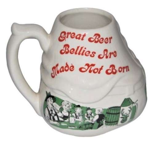 Vintage Ceramic Octoberfest themed, Beer Belly Mug - `Great beer bellies are made not born`