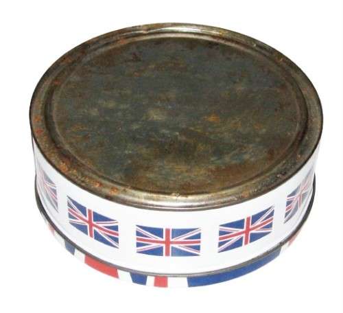 Vintage, Collectible Round Tin Decorated with the Union Jack