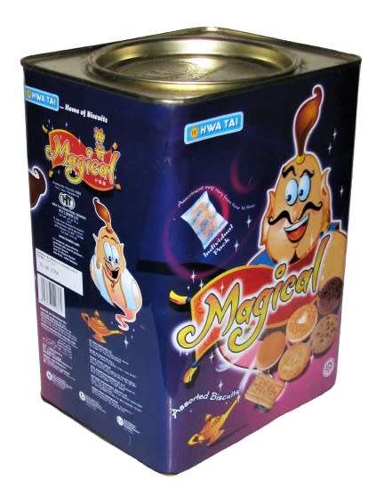 Vintage, Collectible Large Magical Biscuit Tin by Hwa Tai