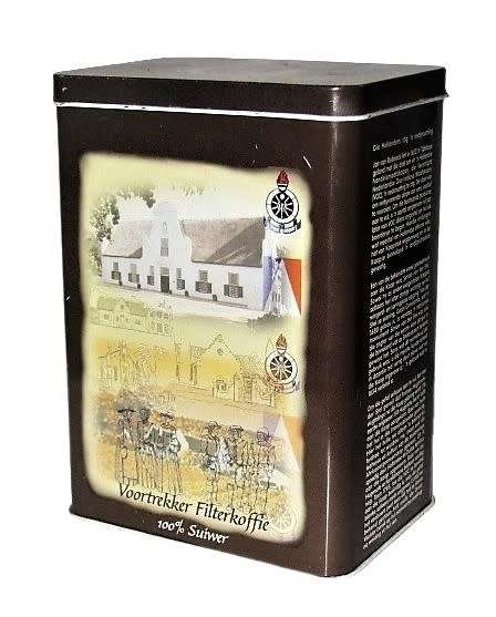 Vintage Voortrekker Filterkoffie Tin - Die Hollanders stig `n nedersetting