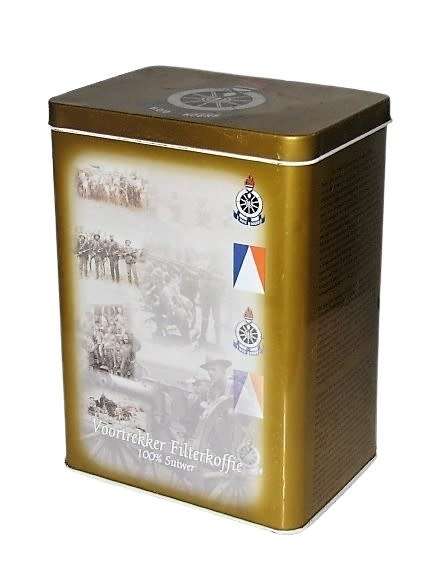 Vintage Voortrekker Filterkoffie Tin - Die Anglo Boereoorlog `n eeu gelede