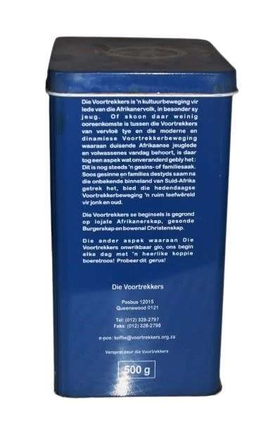 Vintage Voortrekker Filterkoffie Tin - 70ste Bestaansjaar Gedenk Blik