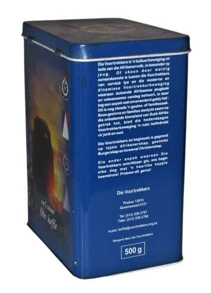 Vintage Voortrekker Filterkoffie Tin - 70ste Bestaansjaar Gedenk Blik