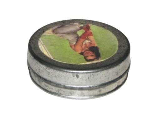 Vintage, Collectible Small Storage Tin with 1950s Pin-up Girl Graphic