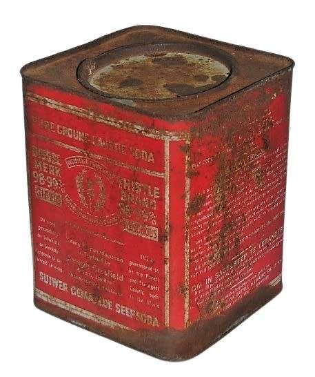 Vintage, Collectible Rustic Pure Ground Caustic Soda Tin
