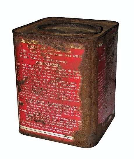 Vintage, Collectible Rustic Pure Ground Caustic Soda Tin