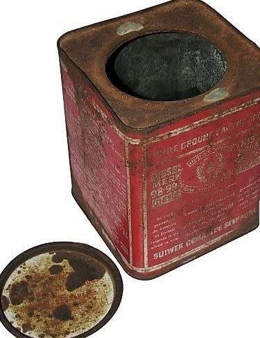 Vintage, Collectible Rustic Pure Ground Caustic Soda Tin
