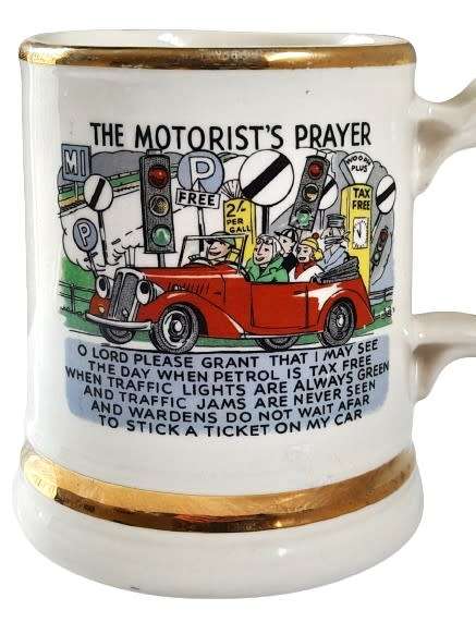 Vintage Prince William Warranted 22 ct Gold Trimmed Mug - The Motorist`s Prayer