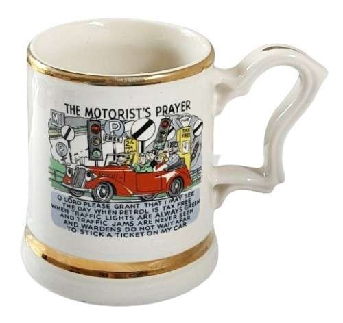 Vintage Prince William Warranted 22 ct Gold Trimmed Mug - The Motorist`s Prayer