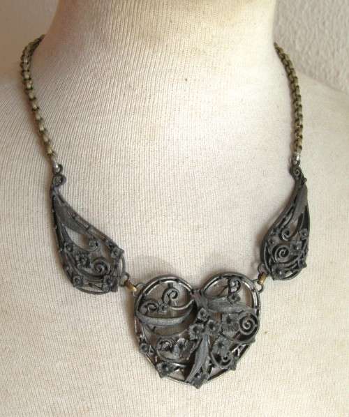 Scandinavian Pewter and Brass Art Nouveau Necklace