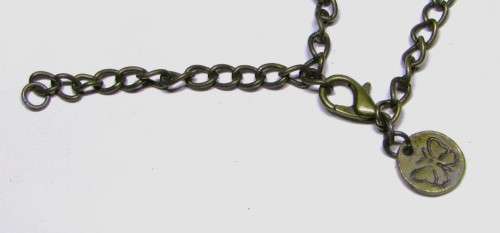 Vintage Antique Brass Tone Chain Necklace with Framed Butterfly Image set in resin