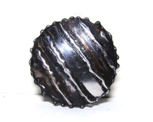 Vintage Round Silver Tone and Black Belt Buckle