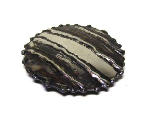 Vintage Round Silver Tone and Black Belt Buckle