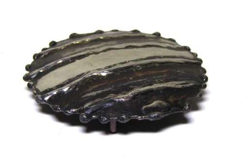 Vintage Round Silver Tone and Black Belt Buckle