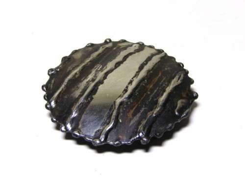 Vintage Round Silver Tone and Black Belt Buckle