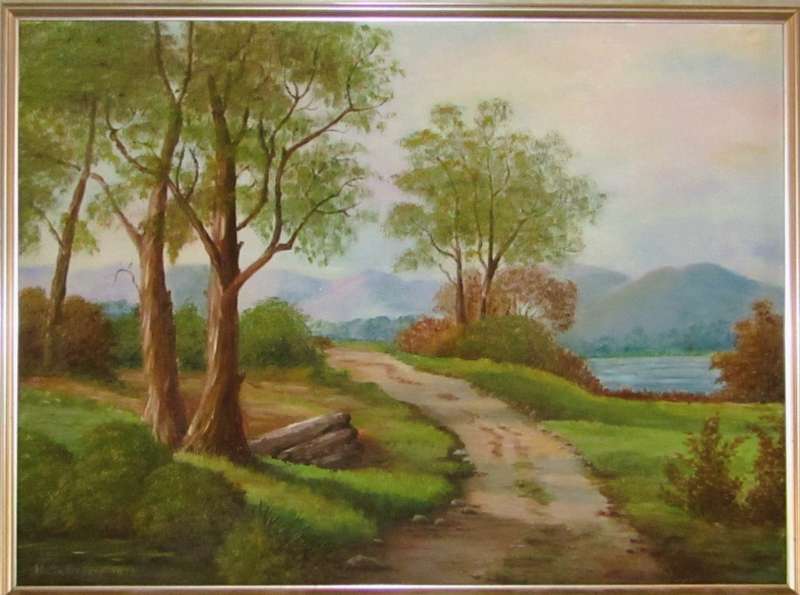 Landscape - Framed Oil on board signed Hetta Beyers 1999