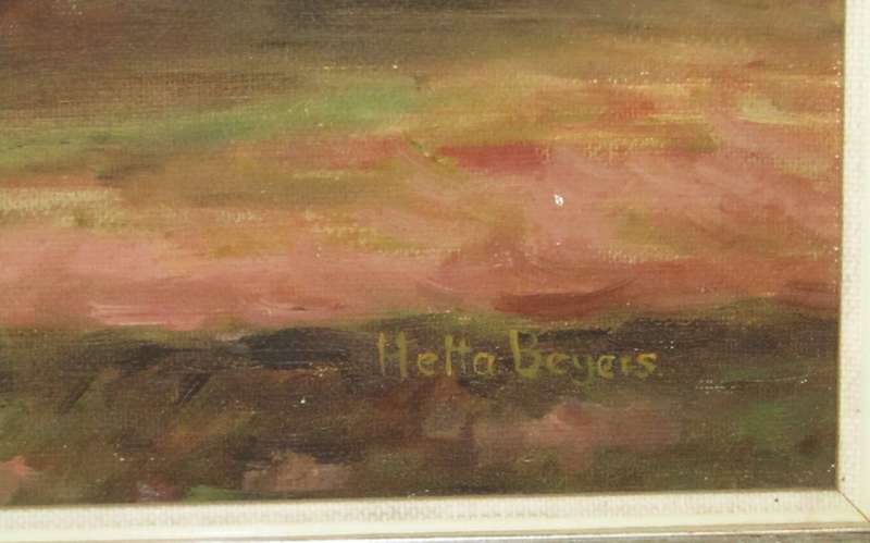 Vase of Cosmos Still life - Framed Oil on board signed Hetta Beyers