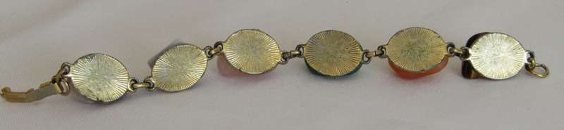 Vintage gilt link bracelet with genuine semi precious stones
