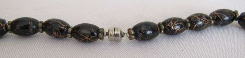 Vintage Art Deco style black and copper glass bead necklace