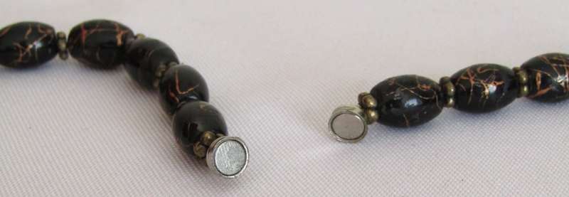 Vintage Art Deco style black and copper glass bead necklace