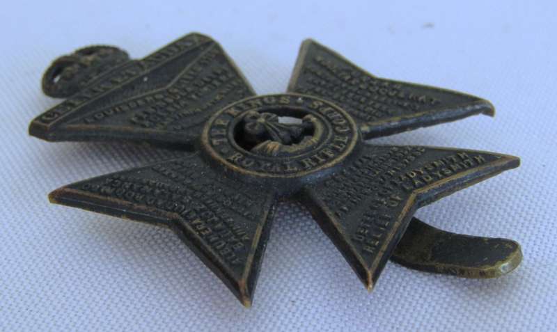 British King`s Royal Rifle Corps Cap Badge