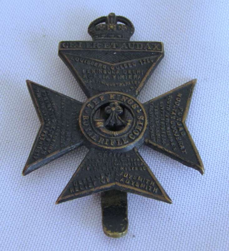 British King`s Royal Rifle Corps Cap Badge