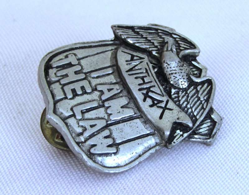 Anthrax pin - `I am the Law` Vintage Cast Metal Badge original 80`s