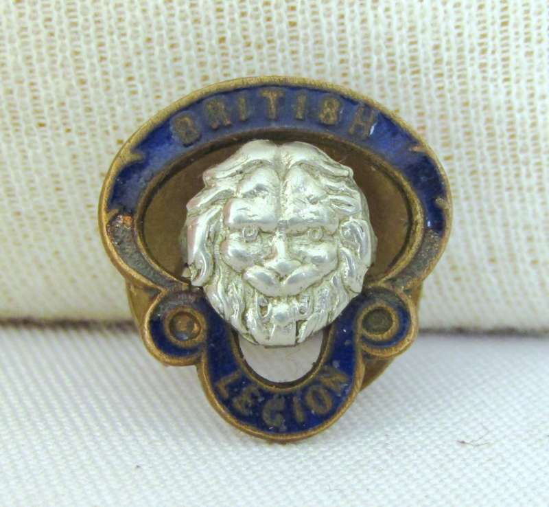 Vintage gilt brass, pot metal and blue enamel British Legion Badge