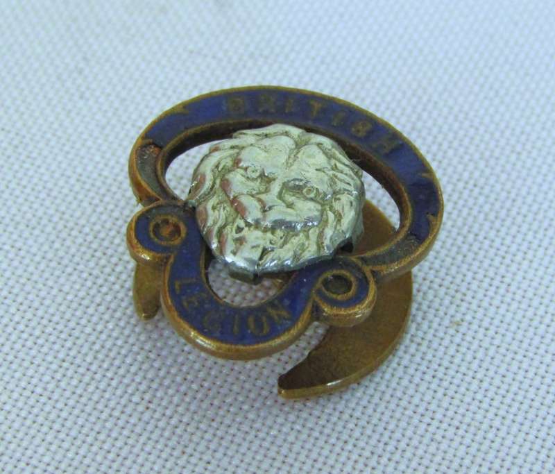 Vintage gilt brass, pot metal and blue enamel British Legion Badge
