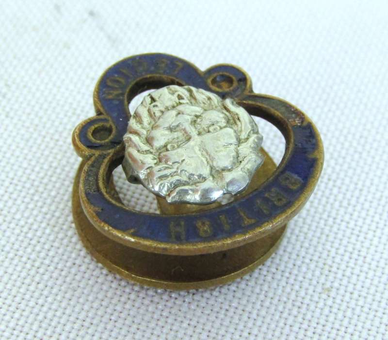 Vintage gilt brass, pot metal and blue enamel British Legion Badge