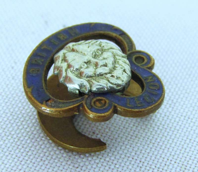 Vintage gilt brass, pot metal and blue enamel British Legion Badge